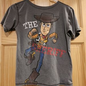 Woody Buzz Double Sided Tee 10/12 Toy Story Disney Store Lightyear Boys Girls